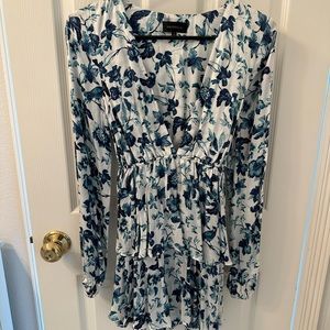 Majorelle Blue Floral Printed Mini Dress